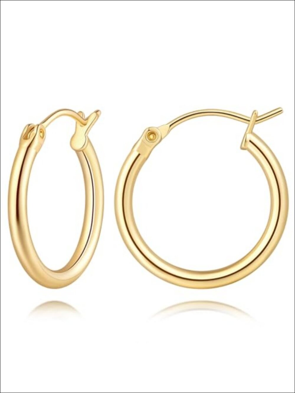 14K Gold Plated Hoop Earrings Hypoallergenic Lightweight Small Huggie Hoops